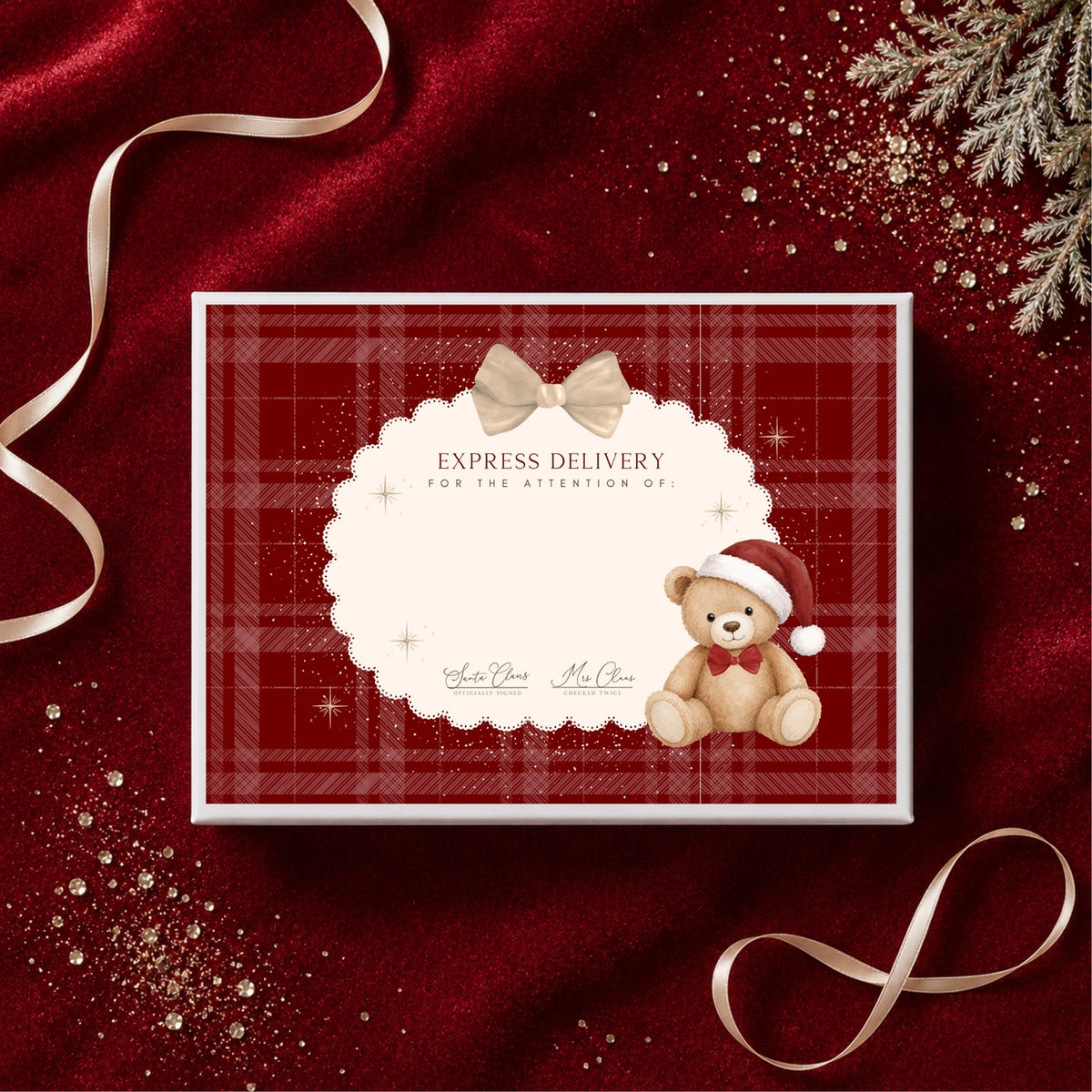Red Christmas bear Baby's First Christmas Eve box