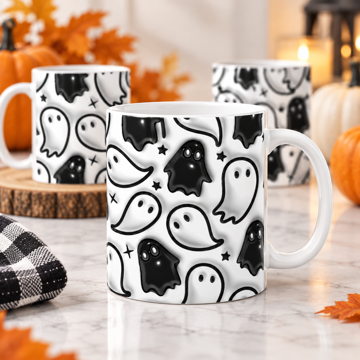 Black and white ghosts Halloween 11oz mug