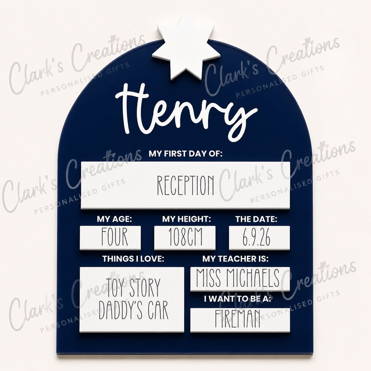 Personalised Acrylic First Day of School Board