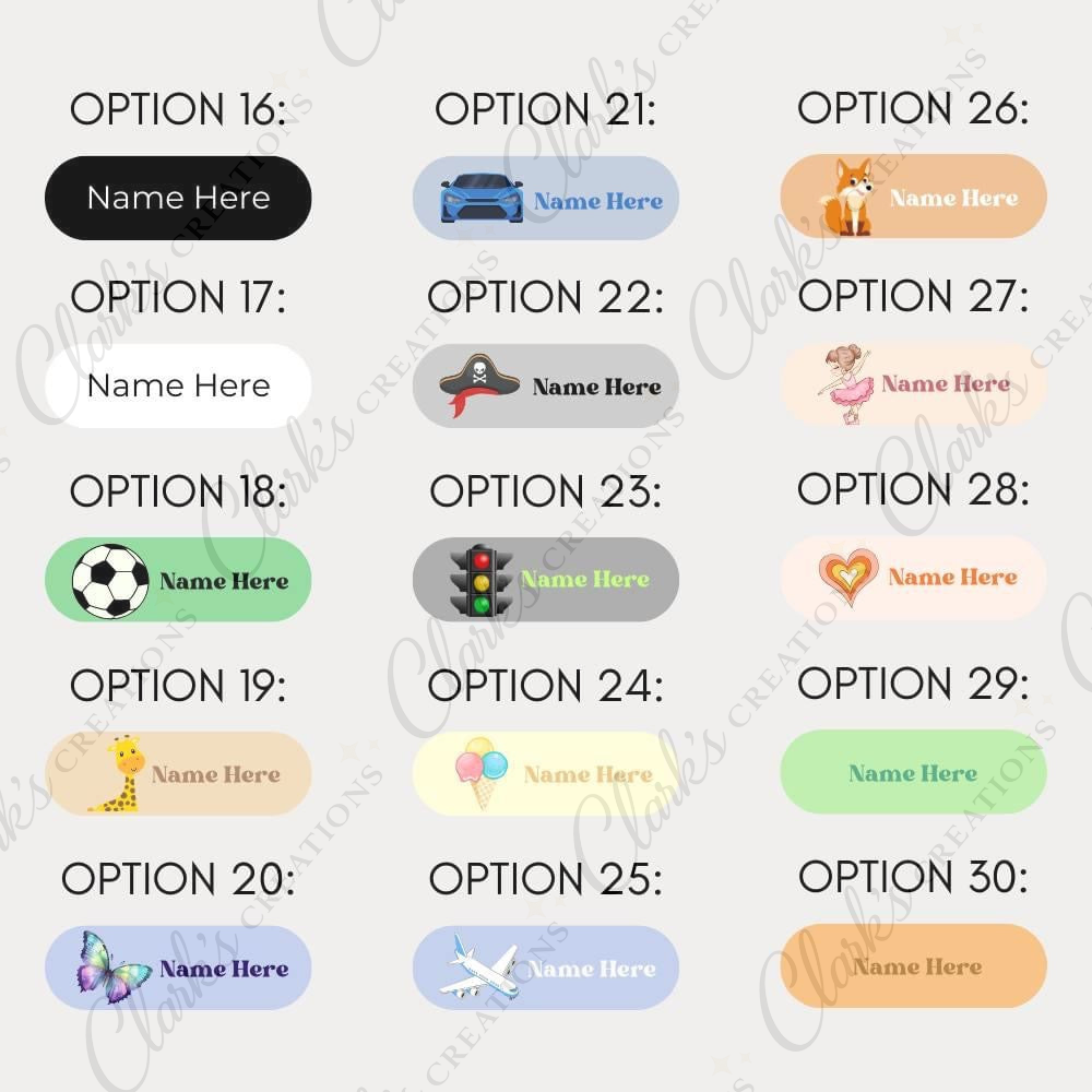 Name Labels Sticker Transfers Set of 20