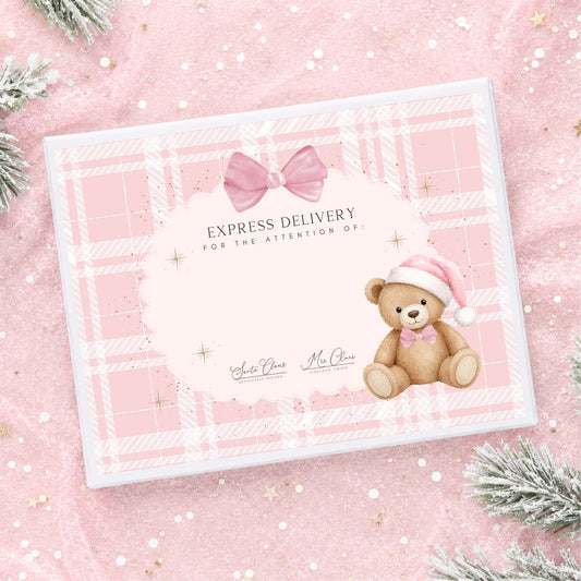 Pink Christmas bear Baby's First Christmas Eve box