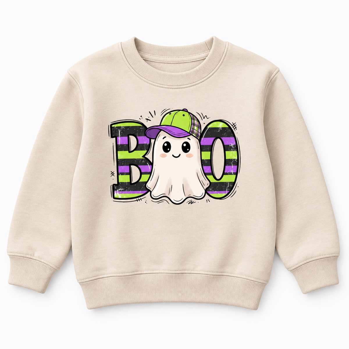 Boo Ghost Baseball Cap Halloween children's sweatshirt