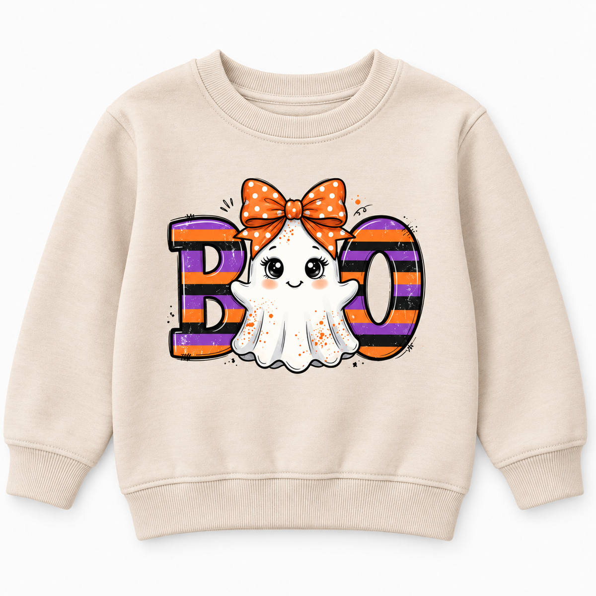 Boo Ghost Polka Dot Bow Halloween children's sweatshirt