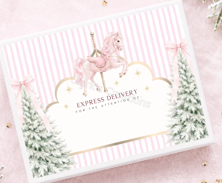 Carousel Horse personalised Christmas Eve box design - Clark's Creations