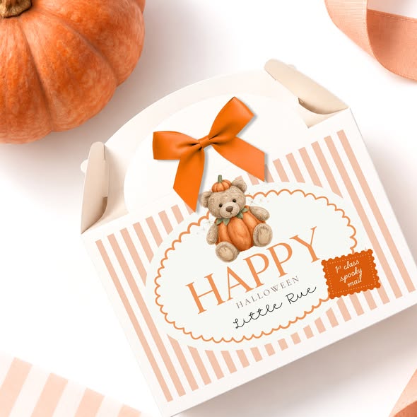 Personalised Lil’ Pumpkin Bear Halloween treat box