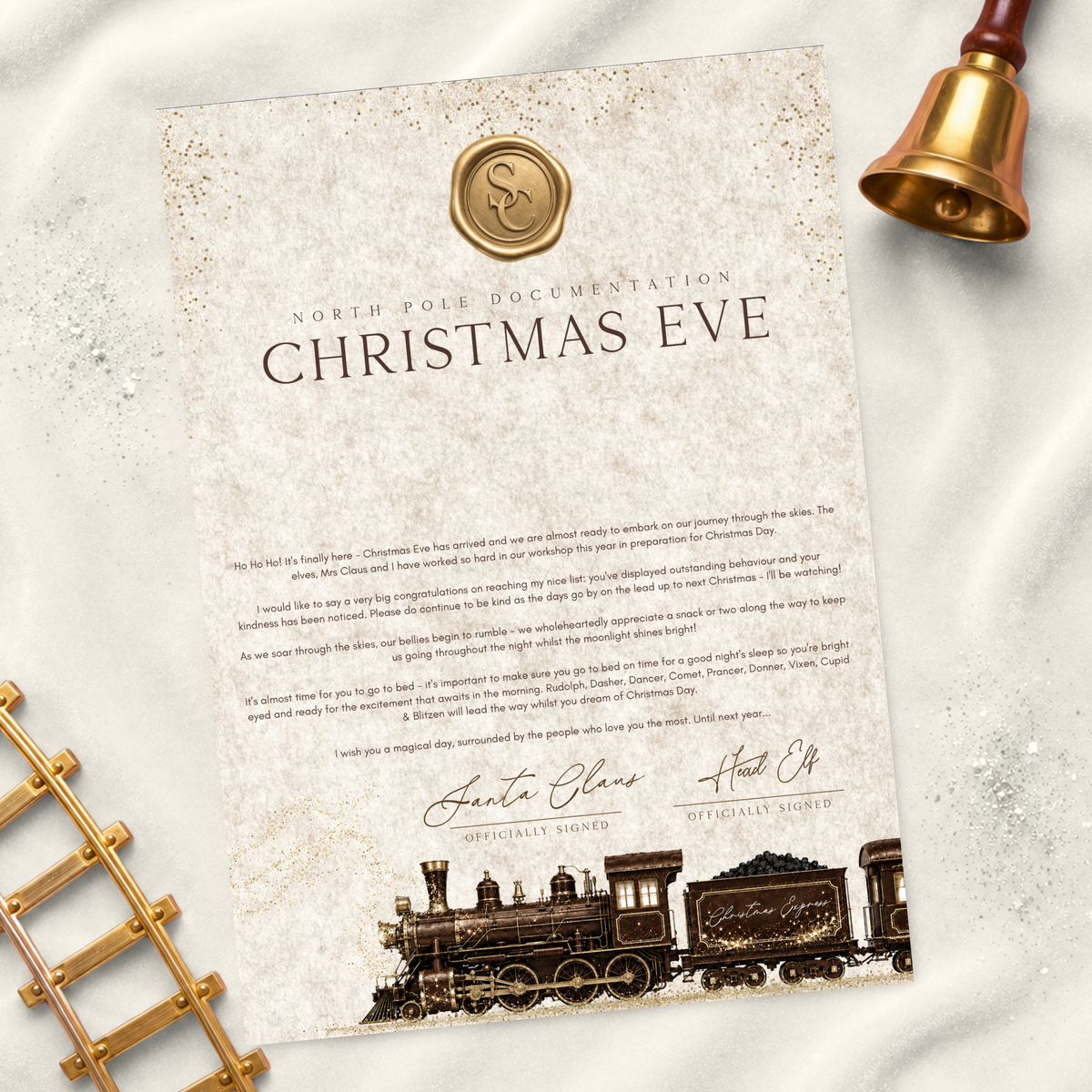 Beige North Pole Express letter — supplier image; props not included