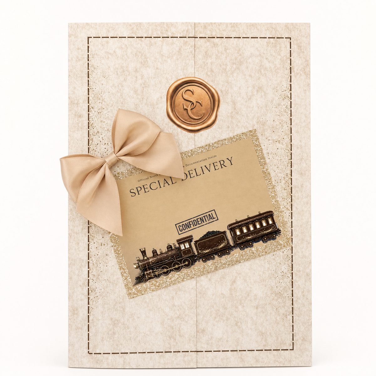 Beige North Pole Express certificate wallet — supplier image
