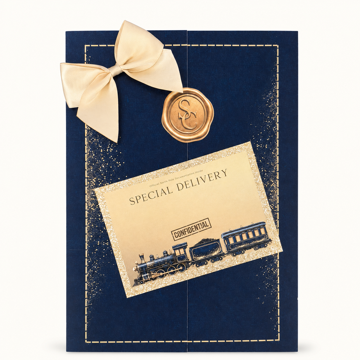 Navy North Pole Express certificate wallet — supplier image