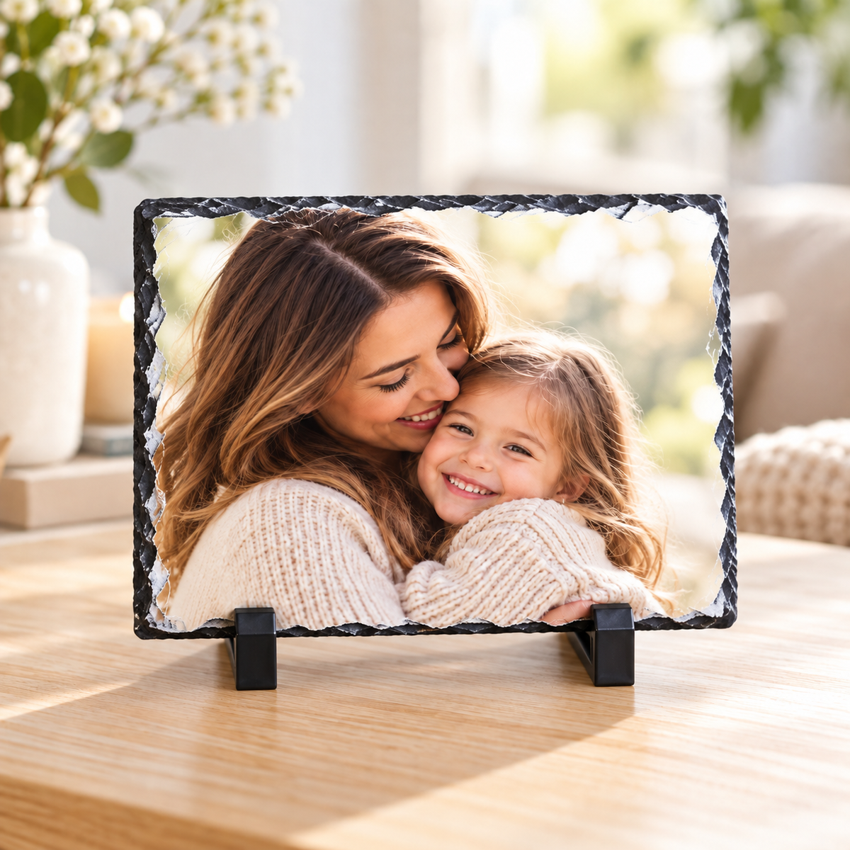 Personalised 14 x 19cm rectangular photo slate mockup